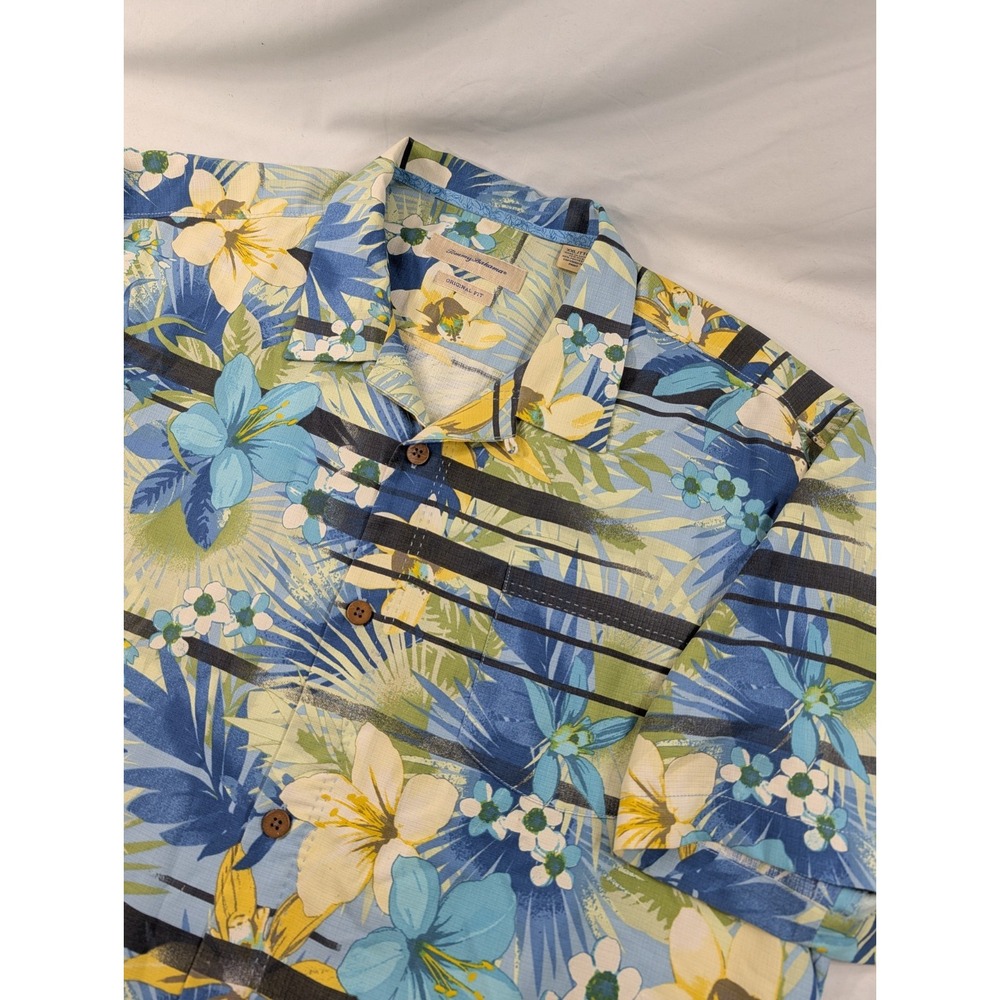 Tommy Bahama Button Down Shirt Island Zone Floral Silk Blend Tropical Camp XXL